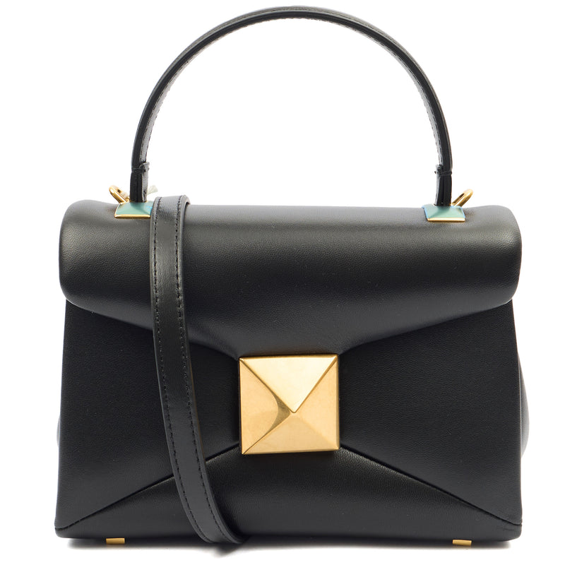 Picture of Valentino Top Handle Roman Stud The Handle Bag - Small in Black, Calfskin