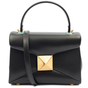 Picture of Valentino Top Handle Roman Stud The Handle Bag - Small in Black, Calfskin