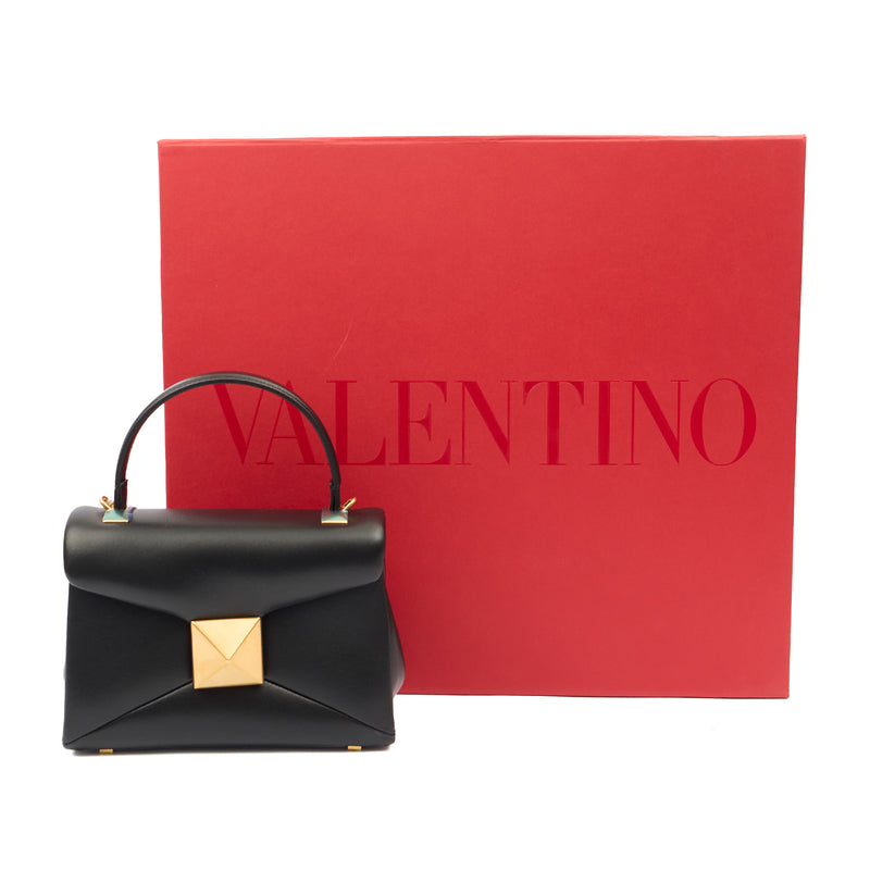 Picture of Valentino Top Handle Roman Stud The Handle Bag - Small in Black, Calfskin