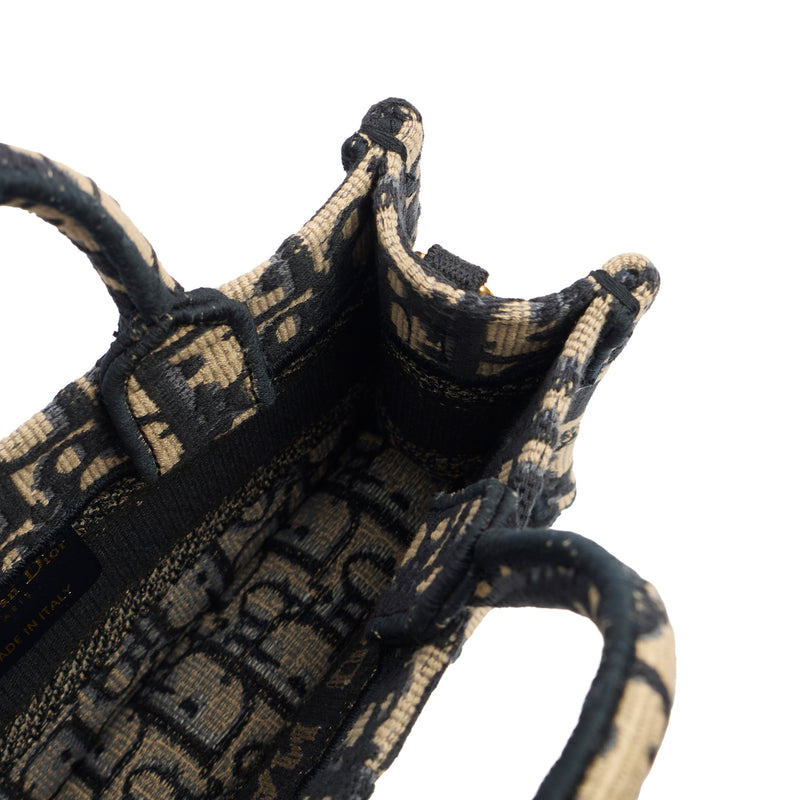 Picture of Christian Dior Mini Bag Book Tote- Mini  in Blue, Dior Oblique Embroidery