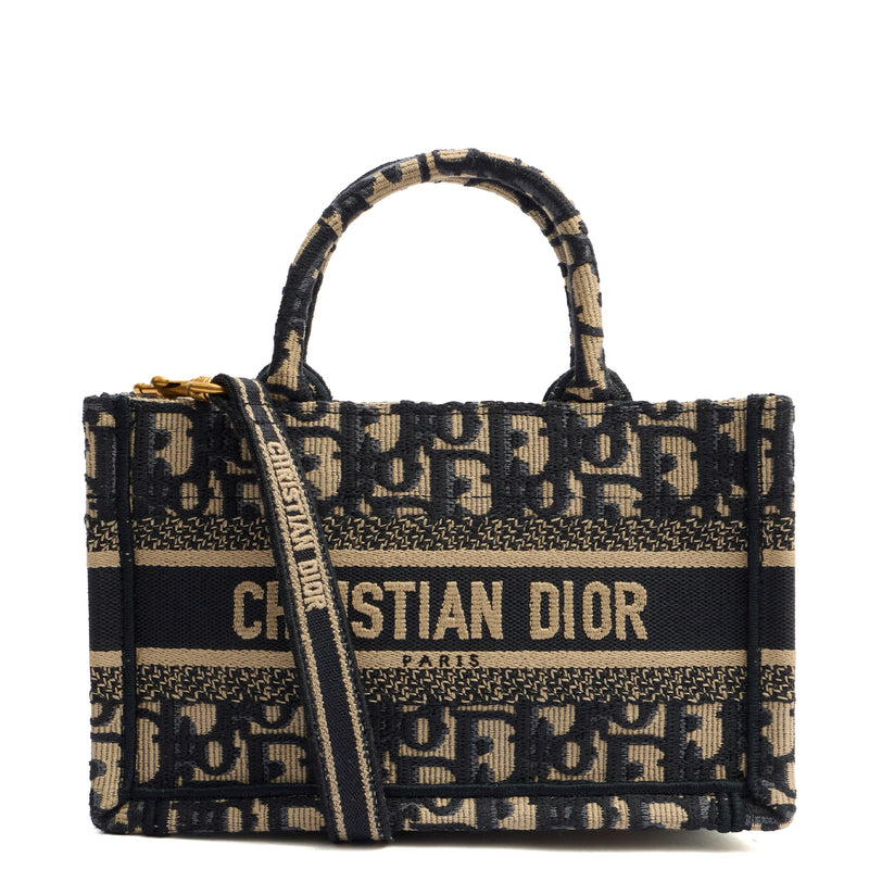 Picture of Christian Dior Mini Bag Book Tote- Mini  in Blue, Dior Oblique Embroidery
