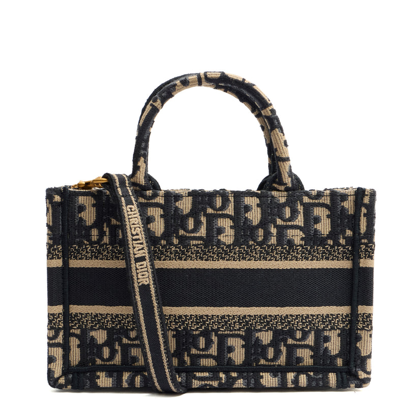 Picture of Christian Dior Mini Bag Book Tote- Mini  in Blue, Dior Oblique Embroidery