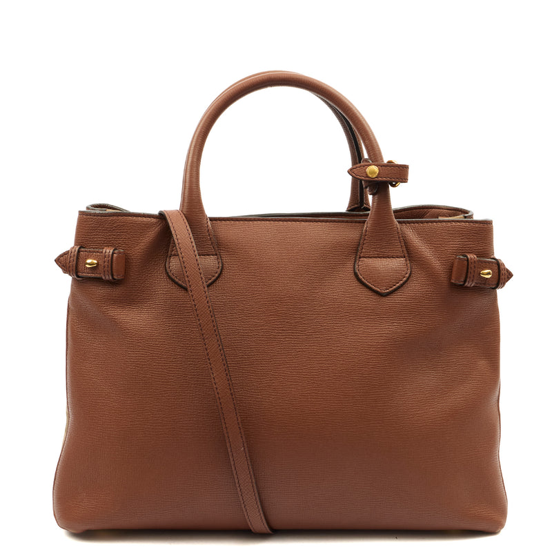 Picture of Burberry Tote Banner - Medium in Brown, Leather