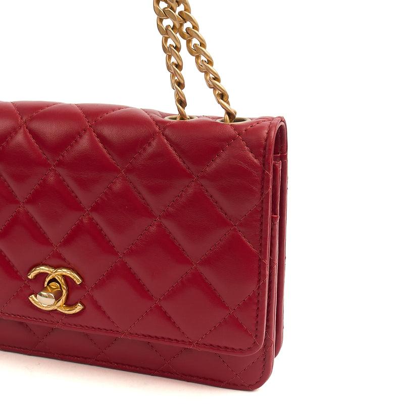 Picture of Chanel Cross Body Pearl Crush Wallet on Chain in Red, Lambskin Leather