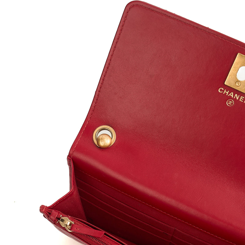 Picture of Chanel Cross Body Pearl Crush Wallet on Chain in Red, Lambskin Leather