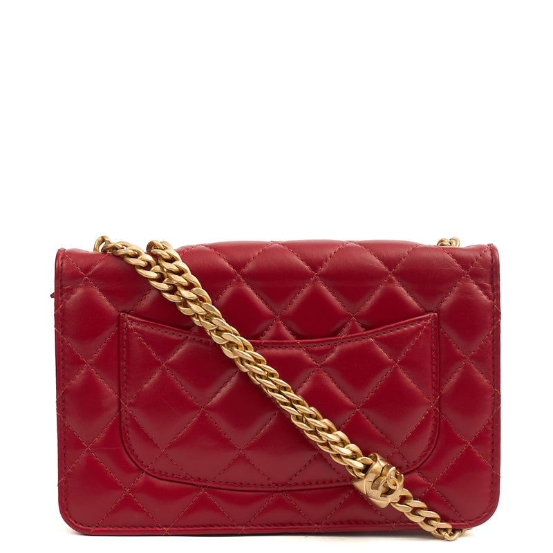 Picture of Chanel Cross Body Pearl Crush Wallet on Chain in Red, Lambskin Leather