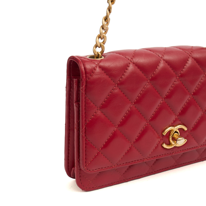Picture of Chanel Cross Body Pearl Crush Wallet on Chain in Red, Lambskin Leather