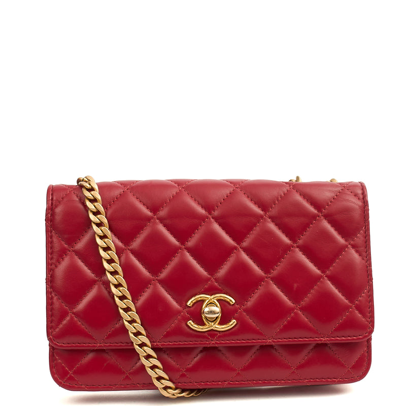 Picture of Chanel Cross Body Pearl Crush Wallet on Chain in Red, Lambskin Leather