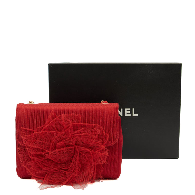 Picture of Chanel Mini Bag Camellia Clutch in Red, Fabric
