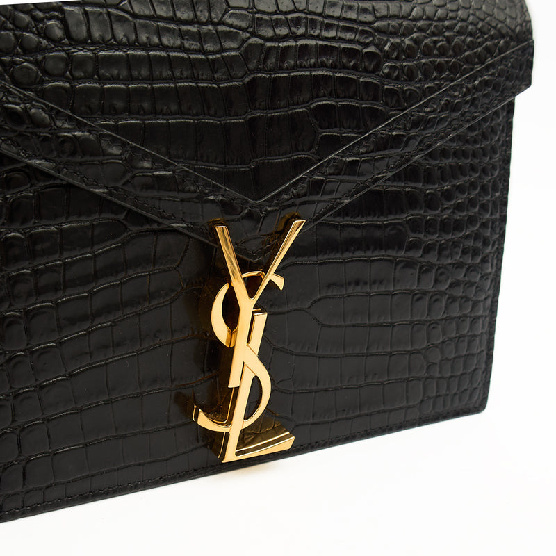 Picture of Saint Laurent Shoulder Bag Cassandre Chain Flap Bag in Black, Exotic Effect Leather