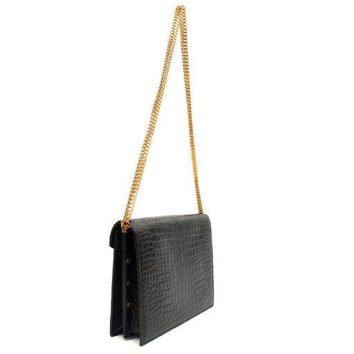 Picture of Saint Laurent Shoulder Bag Cassandre Chain Flap Bag in Black, Exotic Effect Leather