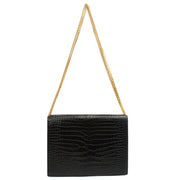 Picture of Saint Laurent Shoulder Bag Cassandre Chain Flap Bag in Black, Exotic Effect Leather