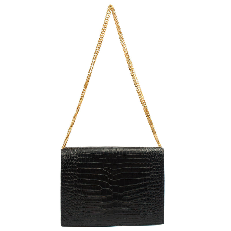 Picture of Saint Laurent Shoulder Bag Cassandre Chain Flap Bag in Black, Exotic Effect Leather