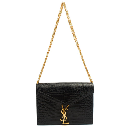 Picture of Saint Laurent Shoulder Bag Cassandre Chain Flap Bag in Black, Exotic Effect Leather