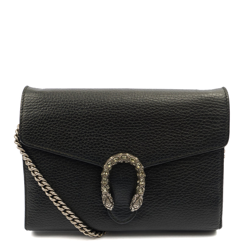 Picture of Gucci Clutch Dionysus Chain Wallet in Black, Leather
