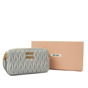 Picture of Miu Miu Cross Body Matelasse Crossbody in Blue, Leather