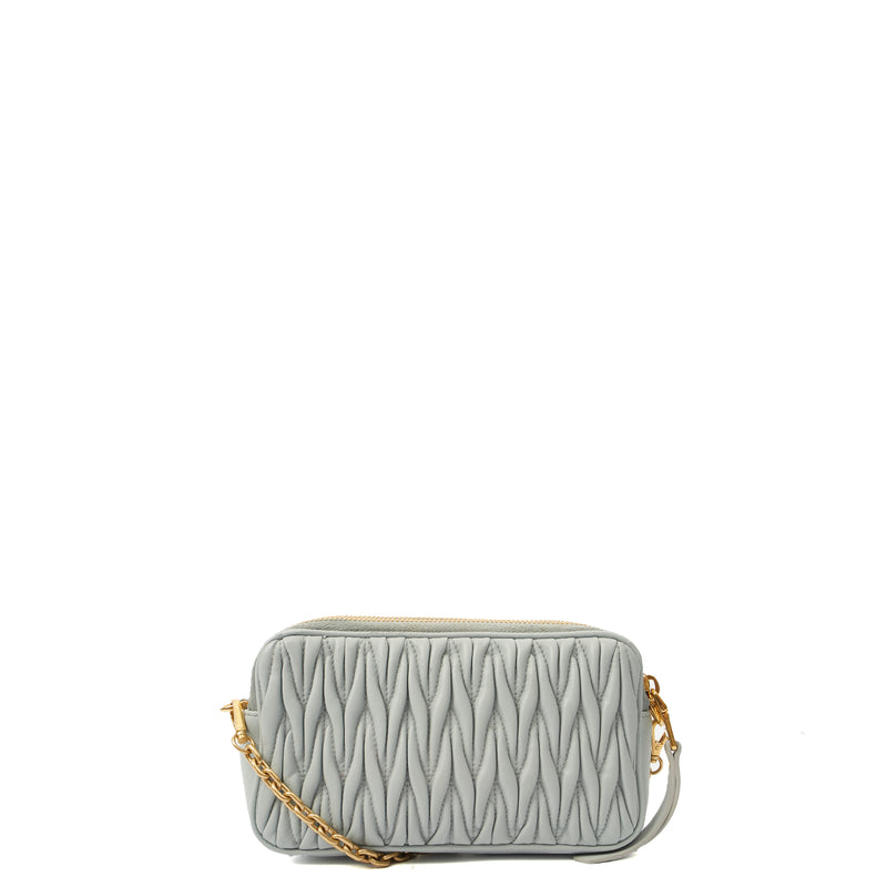 Picture of Miu Miu Cross Body Matelasse Crossbody in Blue, Leather