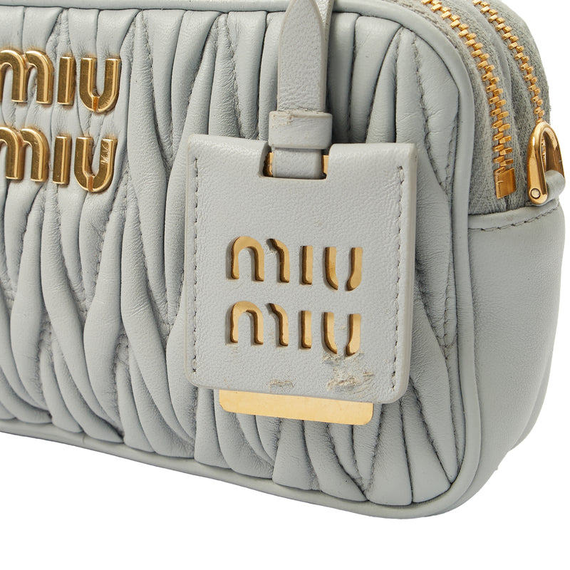 Picture of Miu Miu Cross Body Matelasse Crossbody in Blue, Leather