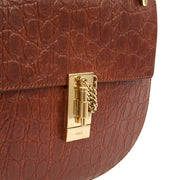 Picture of Chloe Cross Body Drew Small Shoulder Bag in Brown, Embossed Croco Calfskin