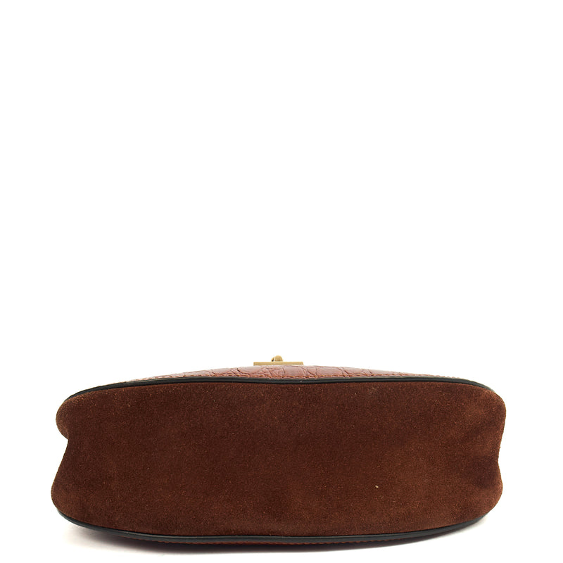 Picture of Chloe Cross Body Drew Small Shoulder Bag in Brown, Embossed Croco Calfskin