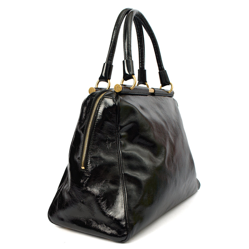 Picture of Saint Laurent Top Handle Majorelle in Black, Patent Leather