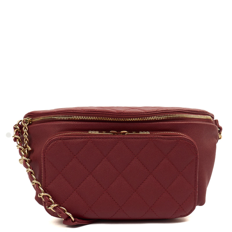 Chanel Cross Body Belt Bag in Red, Caviar Leather