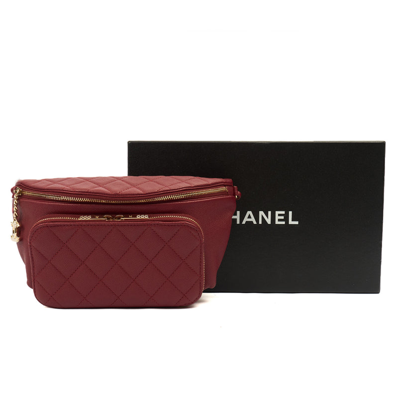 Chanel Cross Body Belt Bag in Red, Caviar Leather