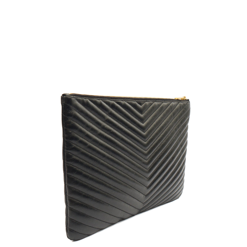 Picture of Saint Laurent Clutch Cassandra Clutch in Black, Leather