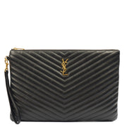 Picture of Saint Laurent Clutch Cassandra Clutch in Black, Leather