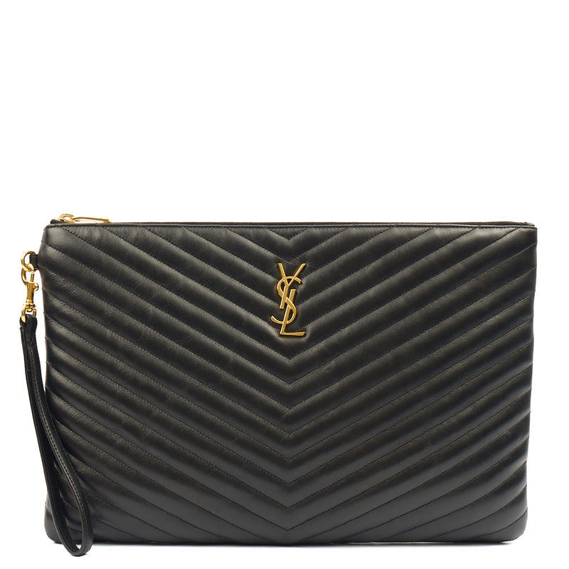 Picture of Saint Laurent Clutch Cassandra Clutch in Black, Leather