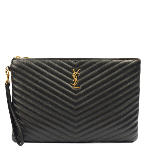 Picture of Saint Laurent Clutch Cassandra Clutch in Black, Leather