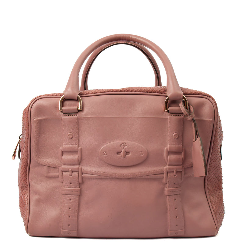 Picture of Mulberry Top Handle Clipper Holdall in Pink, Calfskin Leather