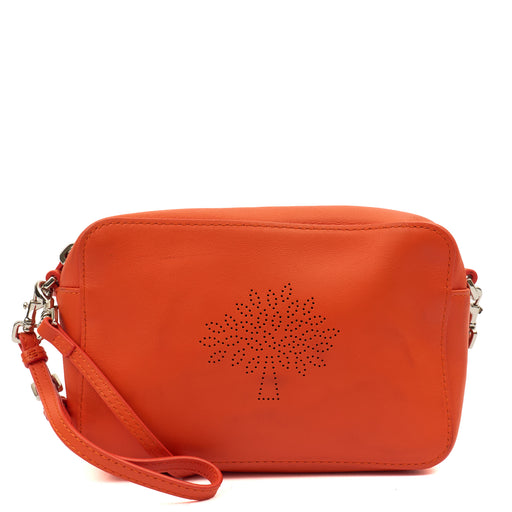 Picture of Mulberry Cross Body Blossom Pochette with strap  in Orange, Leather
