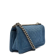 Picture of Chanel Shoulder Bag Boy - Medium in Blue, Fabric