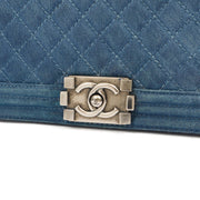 Picture of Chanel Shoulder Bag Boy - Medium in Blue, Fabric