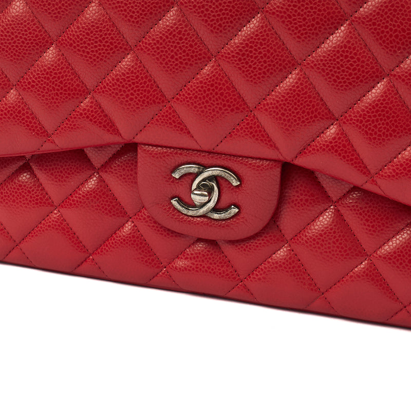 Picture of Chanel Shoulder Bag Classic Double Flap - Large in Red, Caviar Leather
