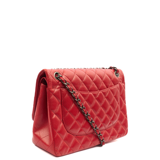 Picture of Chanel Shoulder Bag Classic Double Flap - Large in Red, Caviar Leather