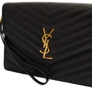 Picture of Saint Laurent Clutch Envelope Flap Pouch in Black, Calfskin Leather