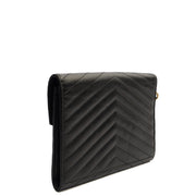 Picture of Saint Laurent Clutch Envelope Flap Pouch in Black, Calfskin Leather