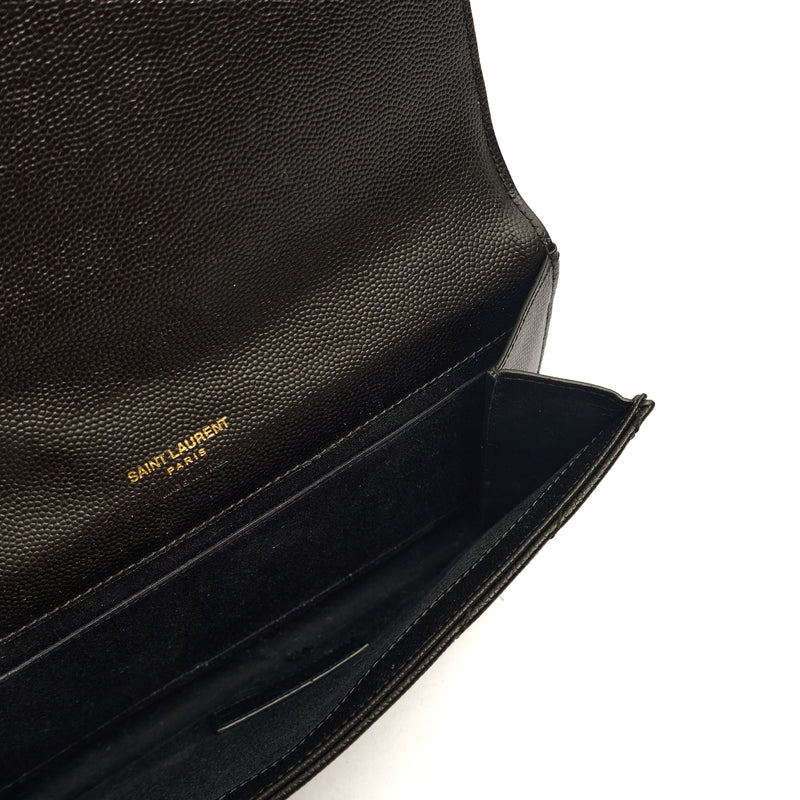 Picture of Saint Laurent Clutch Envelope Flap Pouch in Black, Calfskin Leather