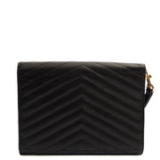 Picture of Saint Laurent Clutch Envelope Flap Pouch in Black, Calfskin Leather