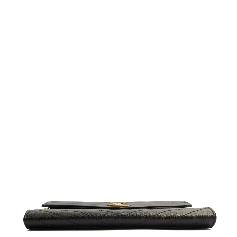 Picture of Saint Laurent Clutch Envelope Flap Pouch in Black, Calfskin Leather