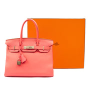 Picture of Hermes Tote Birkin 30 in Rose Lipstick, Togo Leather