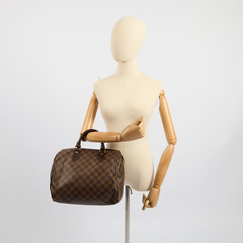 Louis Vuitton Top Handle Speedy 30 in Damier Ebene, Canvas