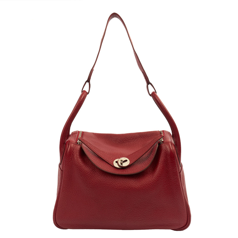 Picture of Hermes Cross Body Lindy 30 in Rouge Casaque, Clemence Leather