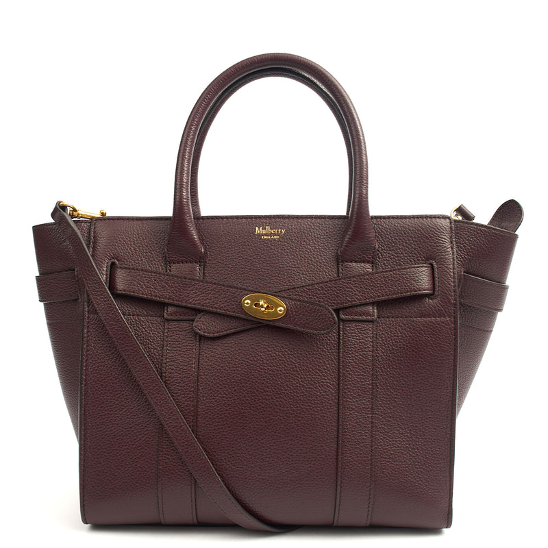 Picture of Mulberry Top Handle Zipped Bayswater in Oxblood, Calfskin Leather