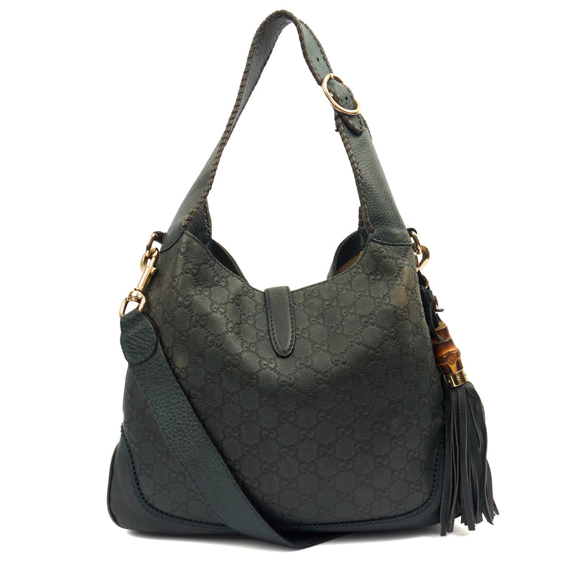 Picture of Gucci Tote Bamboo Shoulder in Blue, Leather