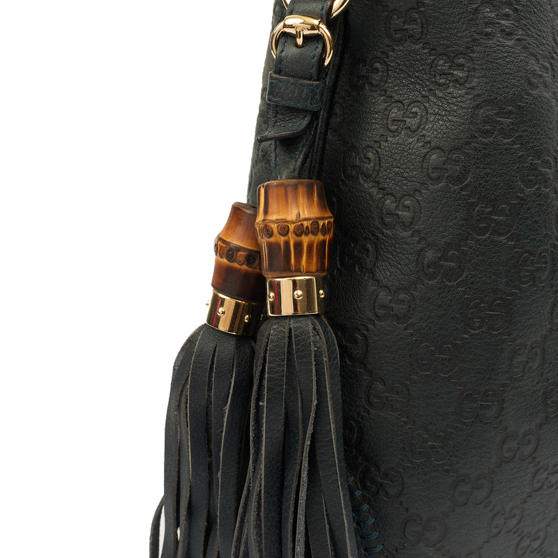 Picture of Gucci Tote Bamboo Shoulder in Blue, Leather
