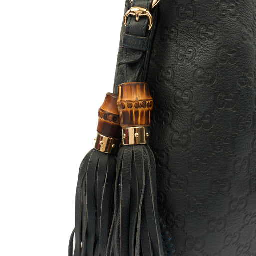 Picture of Gucci Tote Bamboo Shoulder in Blue, Leather