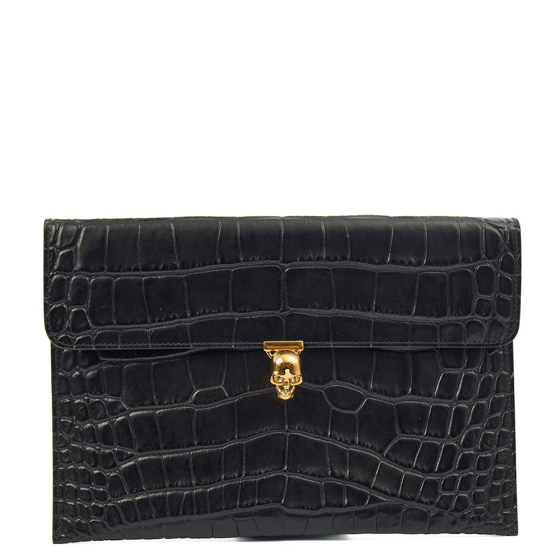Picture of Alexander McQueen Clutch Box Clutch Skull in Black, Leather